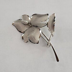 Vintage Bond Boyd Sterling Flower Brooch Pin